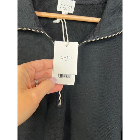 NWT Cami NYC Margaret Gathered French Cotton-Terry Half Zip Sweatshirt Pullover - Picture 6 of 10